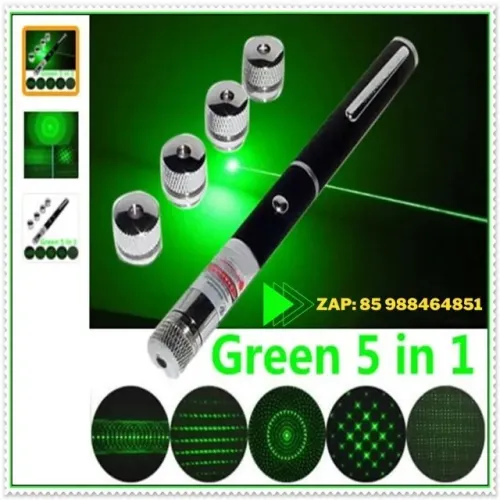 Caneta Laser Pointer Verde Lanterna 8000wm 5 Pontas. NOVA