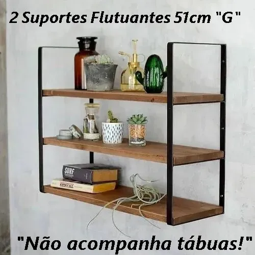 2 Suportes Flutuante Estilo Industrial  "G" / 51cmX20cm 