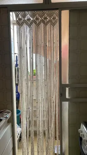 Cortina de macramê cor Cru