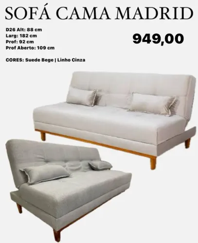 Sofá cama luxo com 2 almofadas em suede / ENTREGA HOJE !!!
