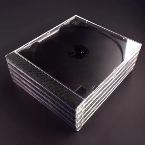 COMBO 5 Caixas Acrílicas CD Capa Grossa Simples Bandeja Preta