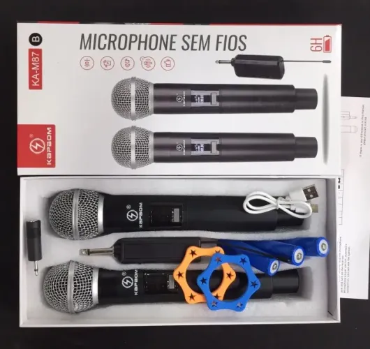 Microfone Duplo sem Fio Kapbom NOVO