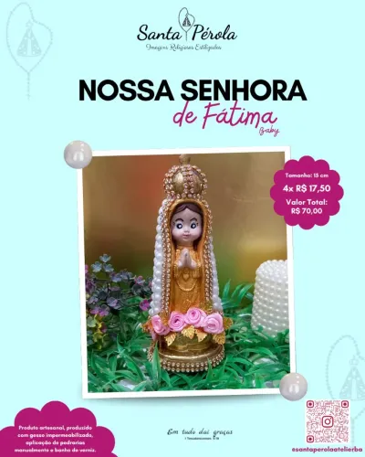 Nossa Senhora de Fátima Baby - Imagem Religiosa Estilizada 