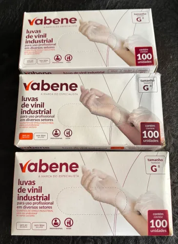 Luvas de vinil industrial 3 caixas 50R$