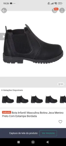 Bota Infantil Masculina Jeca Menino Preto com Estampa Bordada