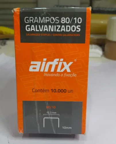Grampo 80/10 P/ Grampeador Pneumático - Caixa C/ 10.000 Unid - Airfix