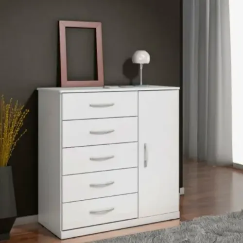 Cômoda Vane Branco 5Gvs 1Pt JL Móveis - Entrega Rápida!