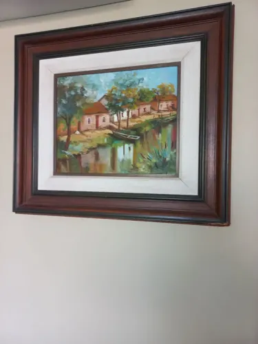 Quadro de pintura a óleo de paisagem rural