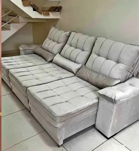 Sofá Modular Cinza Claro Confortável