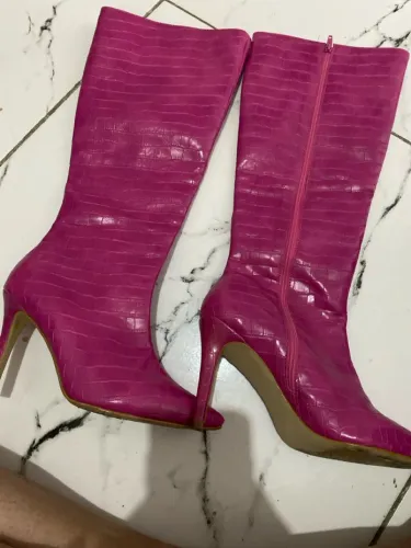 Bota Rosa Croco Salto Fino