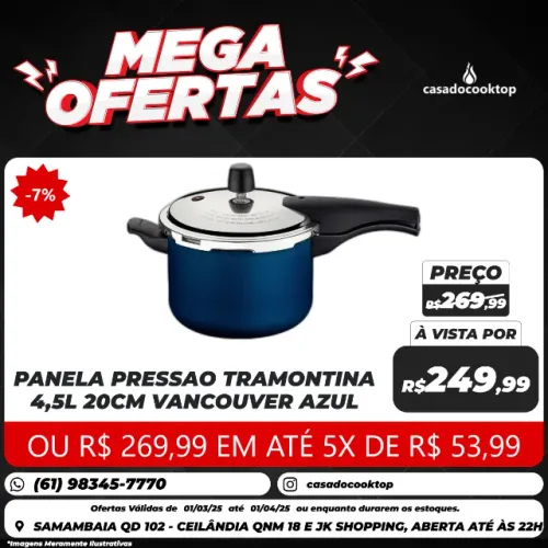 PANELA PRESSAO TRAMONTINA 4,5L 20CM VANCOUVER AZU