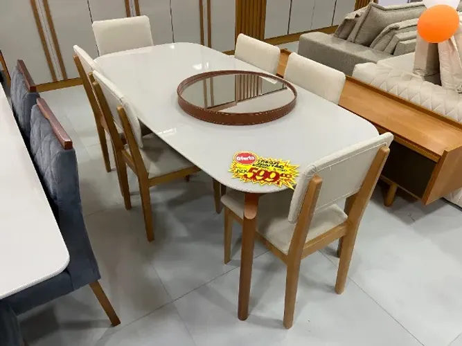 Mesa de Jantar Madeira Maciça - Cadeiras de Mostruário com Preço Especial!