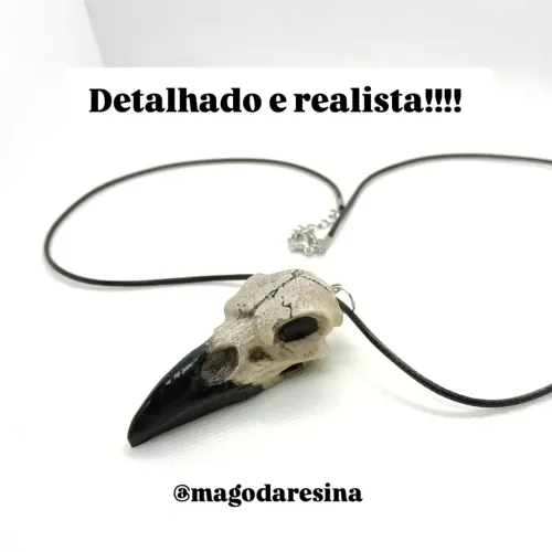 Colar Pingente Formato de pássaro Estilo Gótico em Resina ( modelo crânio) vikings amulet