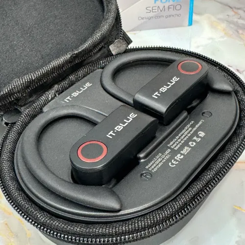 Fone de ouvido sem fio bluetooth esportivo com case 