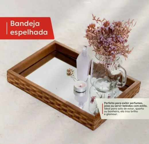 Bandeja espelhada decorativa bandeja com espelho na promoção ENTREGA GRÁTIS EM GOIÂNIA 