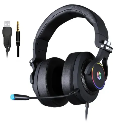 Headset Gamer HP H500, RGB, Controle no Cabo, Drivers de 50mm, Cabo 2.10m - WZetta