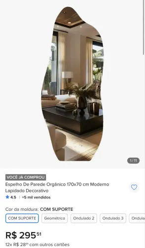 Espelho orgânico 1,70x70