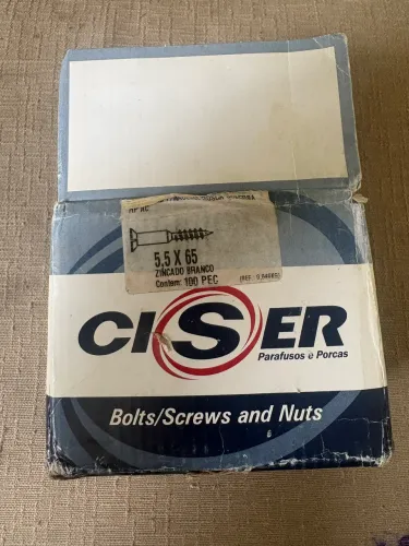 Zincado branco 5,5x65 parafuso