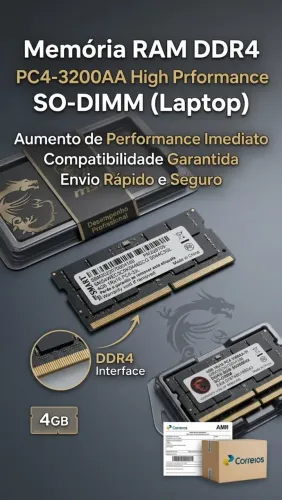 Memória RAM Notebook DDR4 4GB 3200MHz SMART PC4-3200AA