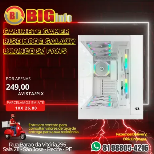 Gabinete Gamer Rise Mode Galaxy Glass Standard V2 - Em ate 10x Fixas