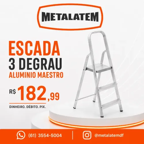 Escada 3 Degraus Alumínio Maestro