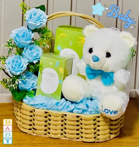 Cestas. Cesta Baby boy. Para Presentear aquela Futura Mamãe de Menino.