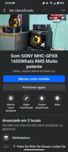 Som SONY MHC-GPX8 de 1600 whats