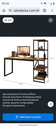 Mesa escrivaninha com 5 divisórias