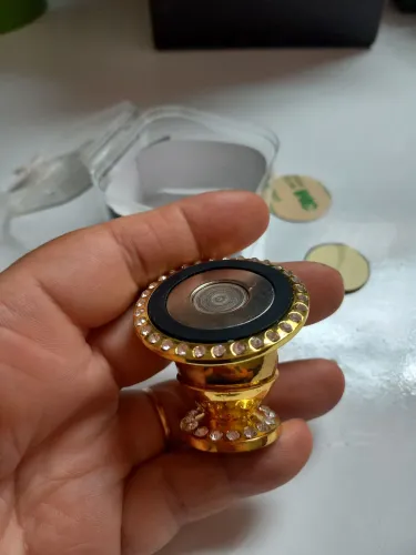 Suporte Magnético de Celular para Carro Mini Gold com Strass - Novo - de metal pesado