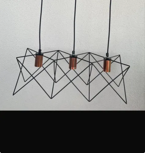 Lustre moderno, modelo pendente triplo preto cobre | 3 lâmpadas incluídas