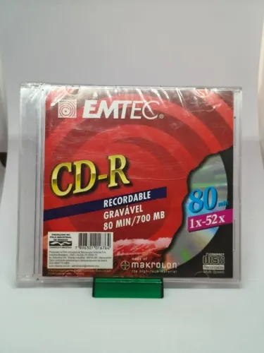 Lote 2 Cd-r Virgem Emtec 700mb 80min 52x Acrílico Makrolon
