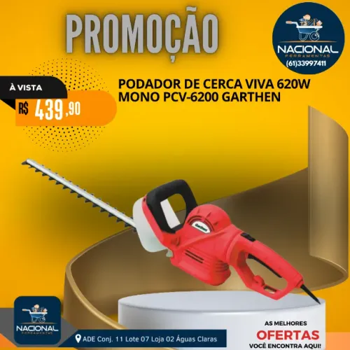 Podador de Cerca Viva Aparador Elétrico 620W 550mm 220V Garthen-PCV6200