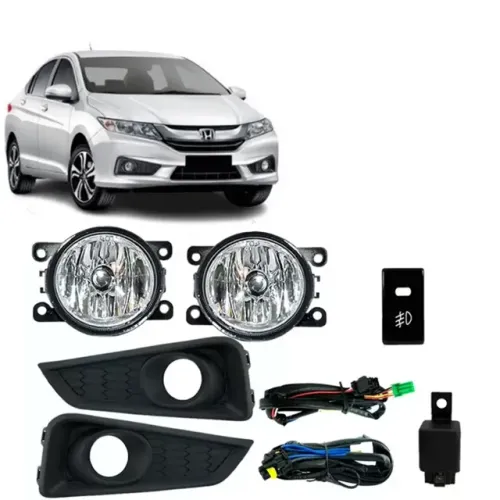 Kit Farol de Milha Auxiliar Luz Honda City 2015 até 2017 Botão Original