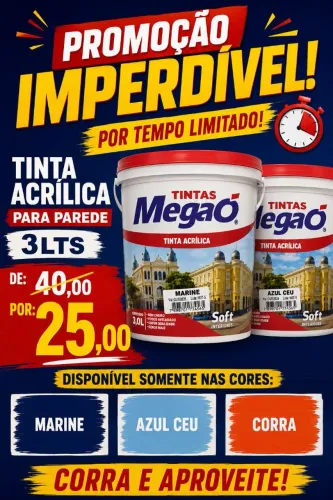 Tintas acrílicas para parede 3lts