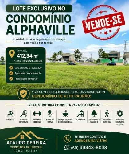 Lote à Venda no Condomínio Alphaville na Primeira Etapa !!!