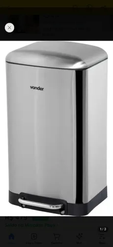 Lixeira 30 litros Vonder inoxidável