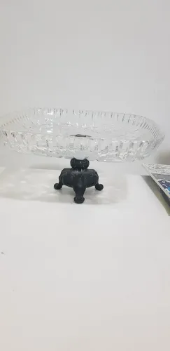 fruteira cristal com suporte Prata