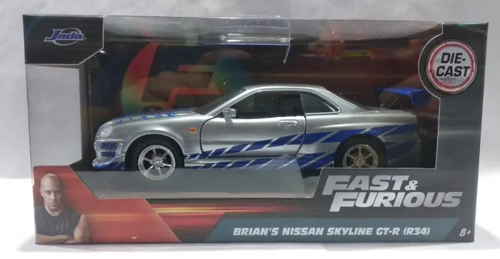 Miniatura Nissan Skyline GT-R (R34) Velozes e furiosos Jada 1:32