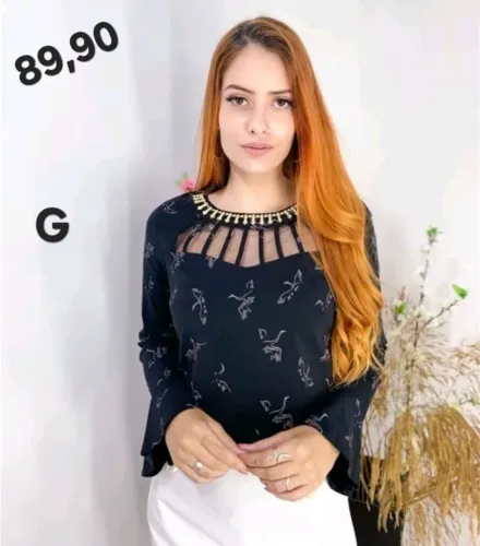 Linda blusa Preta Feminina G