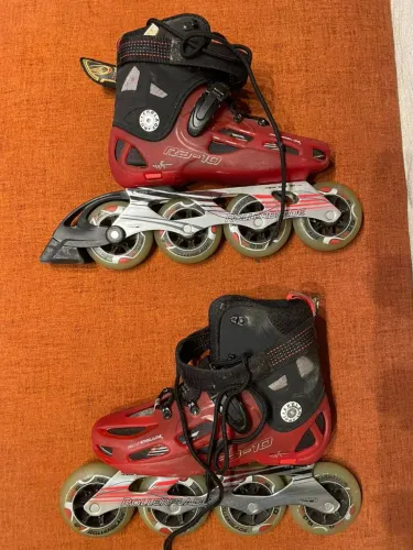 Rollerblade Patins RB 10 Vermelho e Preto + Capacete Giro
