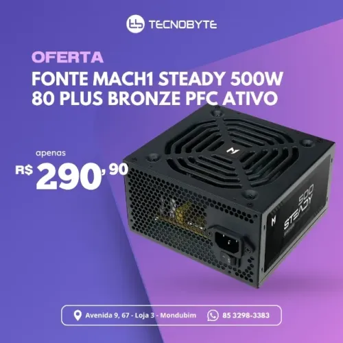 Fonte Gamer Real Mach1 Steady 500w 80 plus broze pfc ativo
