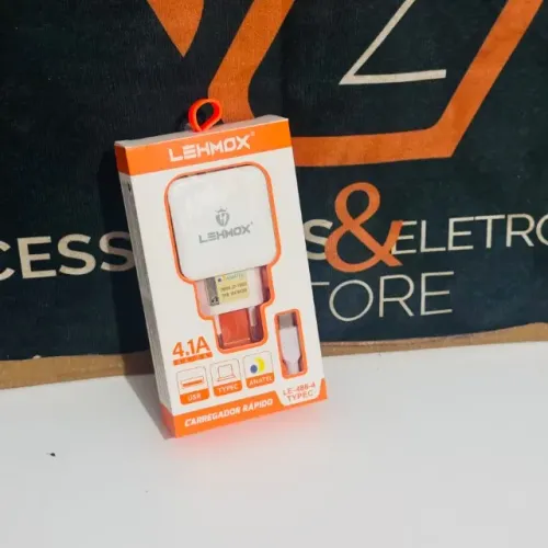 Carregador com 2 Entradas USB + Cabo Tipo-C - Turbo 4.1A