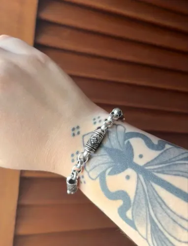pulseira tailandesa tambor prata 925 (nova)