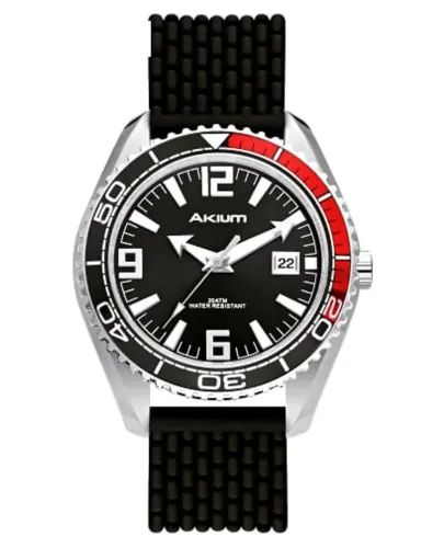 Relógio Akium Masculino Borracha Preta G7085 SS VD53 BLACK 20 ATM