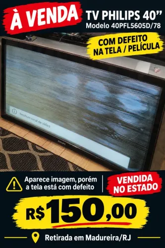 Tv usada com defeito na tela