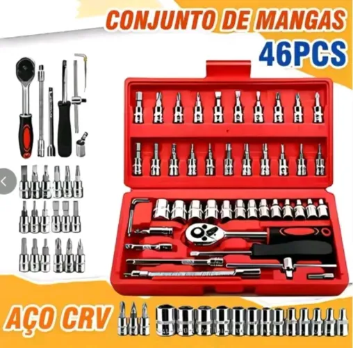 Kit Caixa de Ferramentas 46 Peças Completa para Reparos e Manutenção