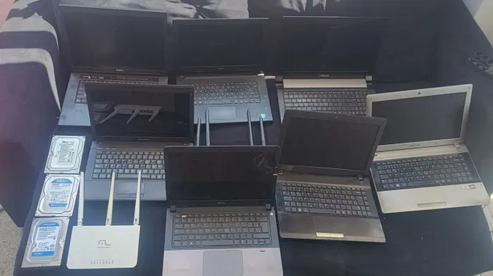 Lote informática ( Placas , Notebooks, roteadores HDs Cabos ) leia anúncio