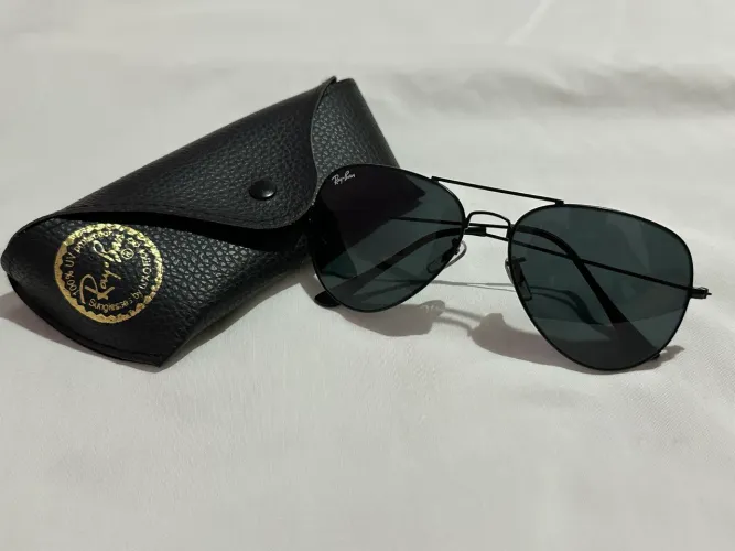 Óculos de Sol Ray-Ban Aviador Preto Original com Case