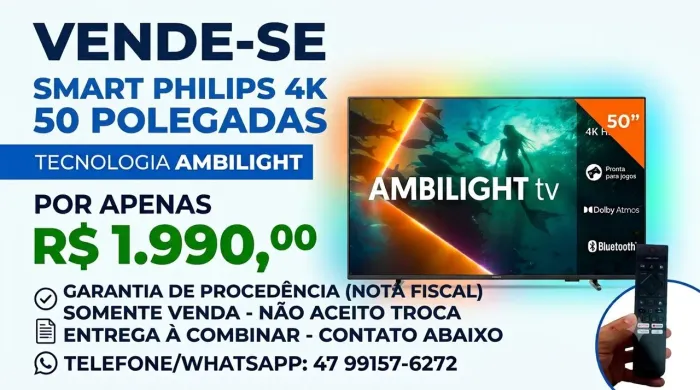 Tv Philips 4k ultra 50 polegadas