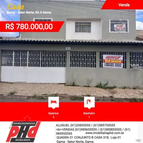Vende se casa na Quadra 02 Conjunto E Setor Norte, Gama